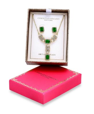 Cubic Zirconia Halo Accents Necklace and Earrings Set