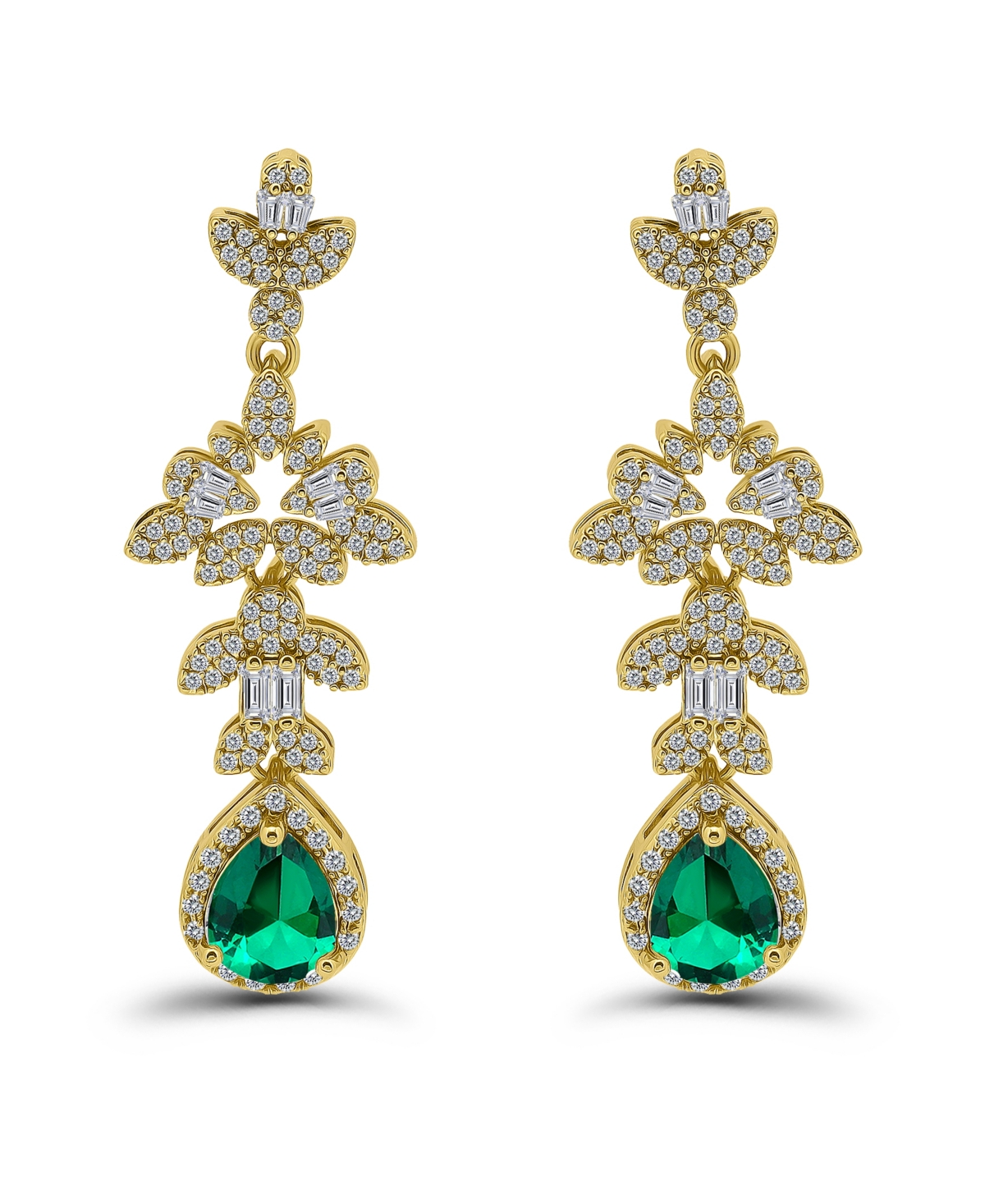 Christian Siriano New York Gold Plated Pave Cubic Zirconia Floral Post Drop Earrings In Gold
