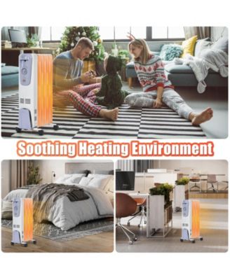 1500W Oil Filled Radiator with Thermostat and 4 Bottom Wheels