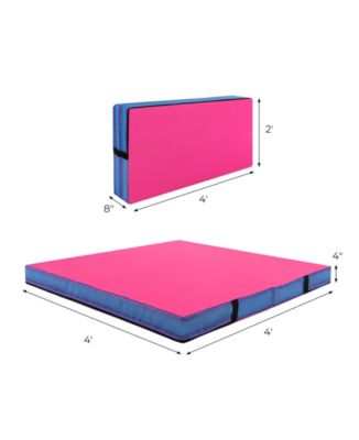 4ft x 4ft x 4in Bi-Folding Gymnastic Tumbling Mat with Handles and Cover-Pink