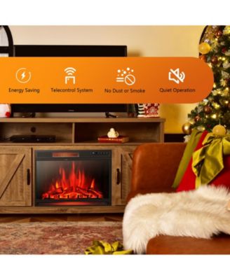 28 Inch Electric Freestanding and Recessed Fireplace with Remote
