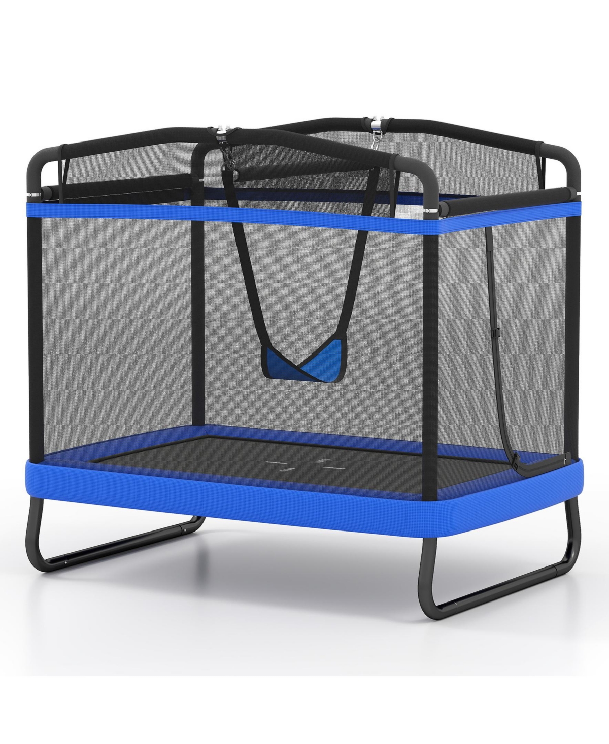 Sugift 6 Ft Kids Trampoline with Swing and Horizontal Bar Small Rectangle Trampoline