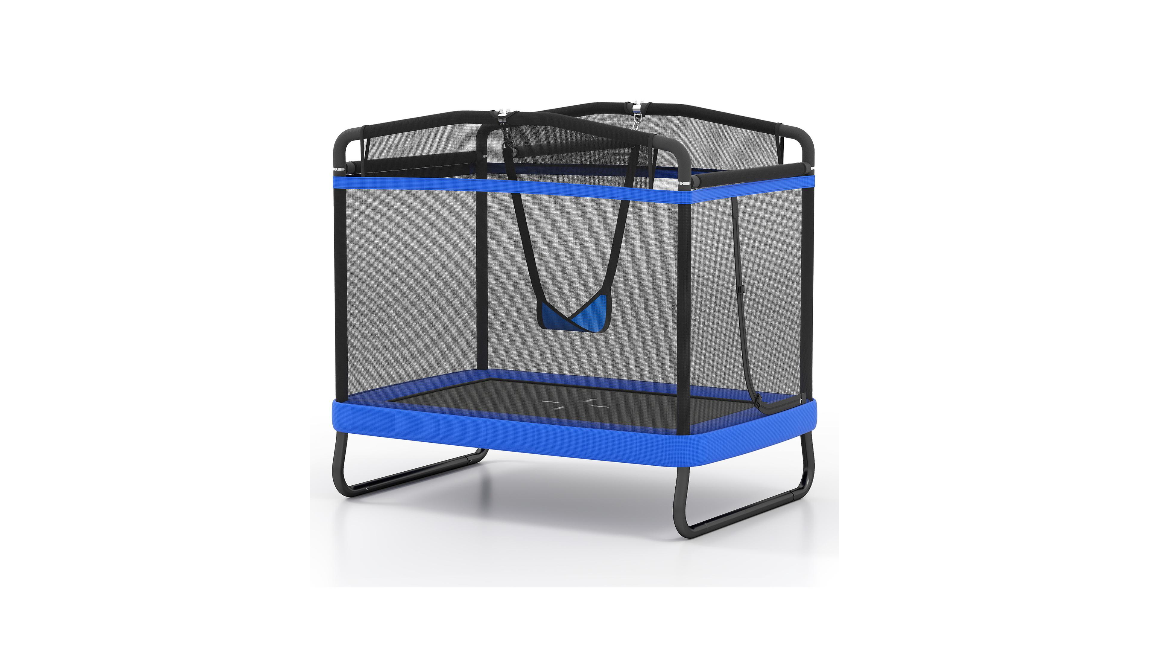 Sugift 6 Ft Kids Trampoline with Swing and Horizontal Bar Small Rectangle Trampoline