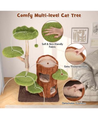 Multi-level Cat Tree with Double Decker Cat House Scratching Posts & Sisal Panel