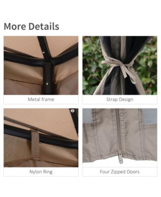 9.6' x 9.6' Patio Gazebo, Outdoor Canopy Shelter, Taupe