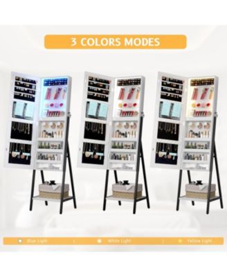 60" LED Jewelry Mirror, Standing Armoire with Storage