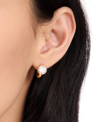 Cubic Zirconia Sparkling Round Huggie Earrings