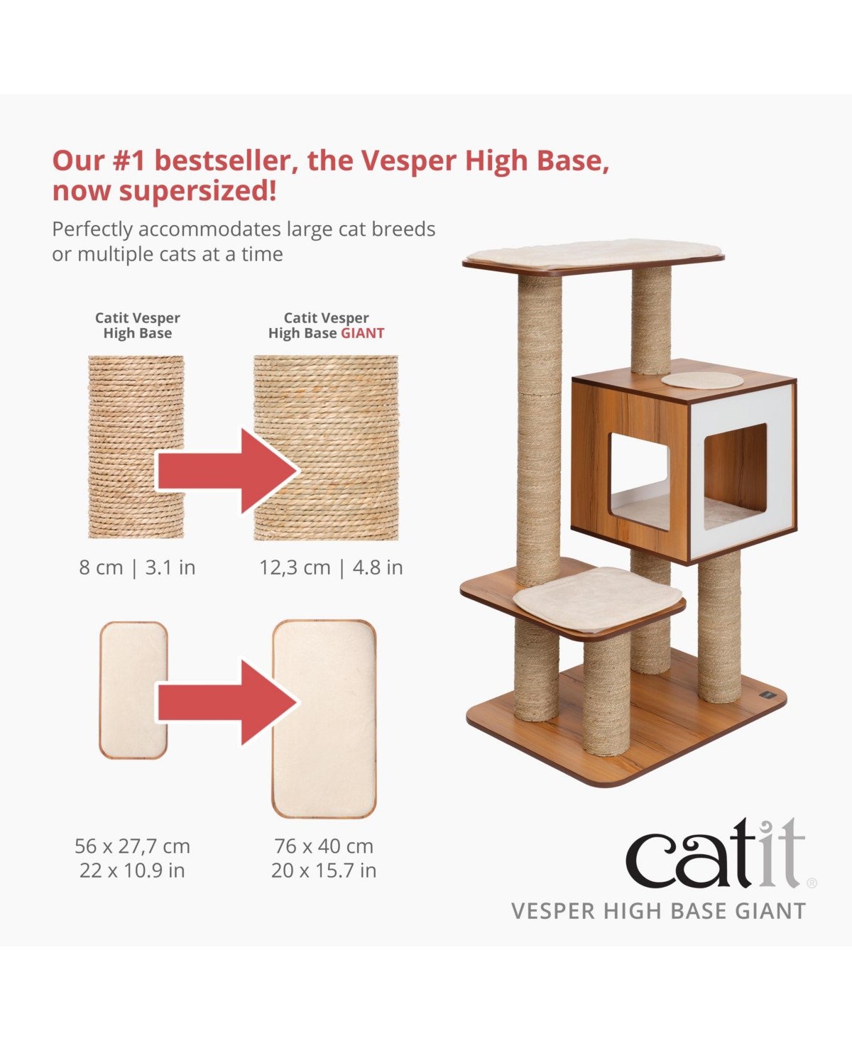 Catit Vesper High Base Giant, Walnut
