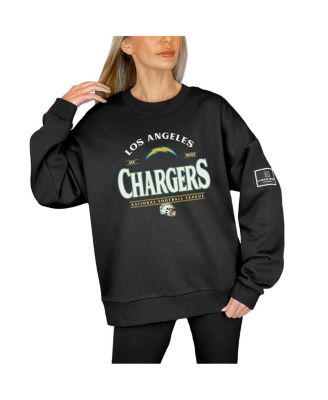 Women's Black Los Angeles Chargers Oversized Players Only Black Label Pullover Sweatshirt