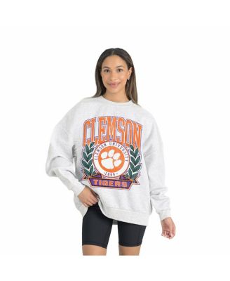 Gameday Couture - Women's Gray Clemson Tigers Premium Fleece Drop Shoulder Oversized Pullover Sweatshirt