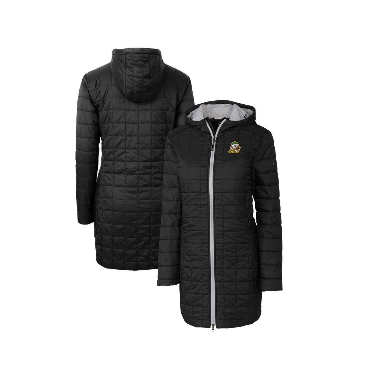 Women's Black Oregon Ducks Rainier PrimaLoft Eco Hooded Long Coat