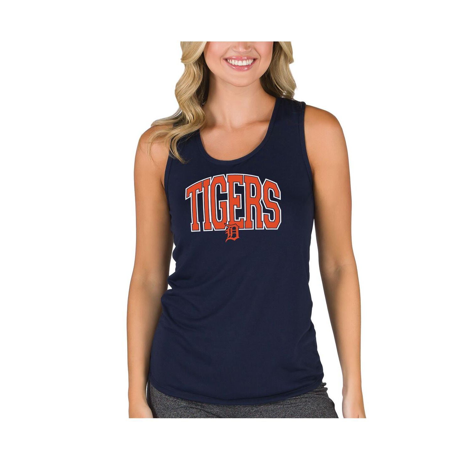 Women's Navy Detroit Tigers Marathon Racerback Tank Top