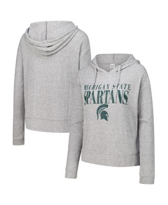 Concepts Sport - Women's Heather Gray Michigan State Spartans Juniper Soft Modest Cropped Long Sleeve Hoodie Top