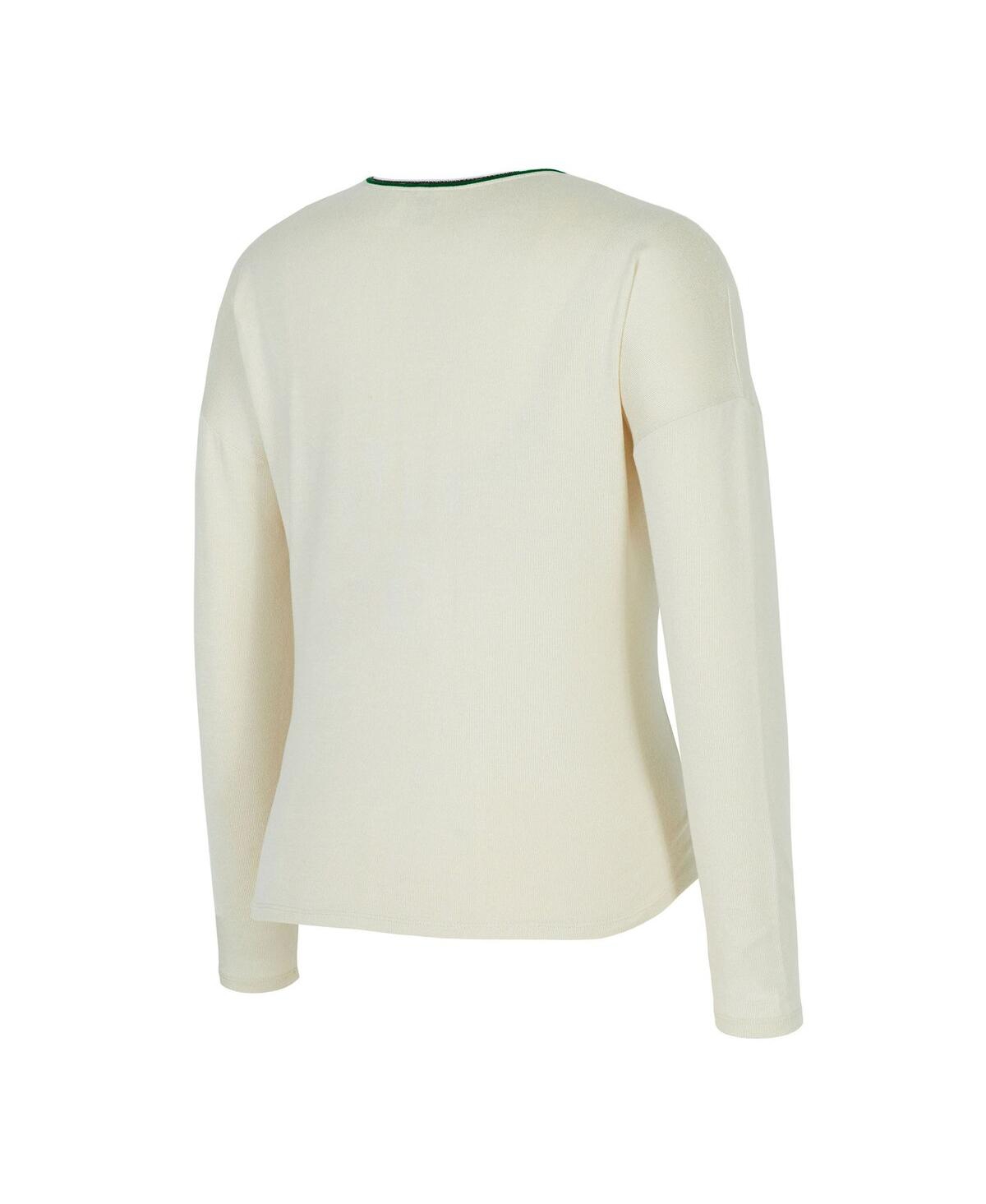 Concepts Sport Women's 2-piece Cream Boston Celtics Kaki Hacci Knit Long Sleeve Top And Shorts Set In Multi