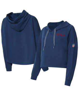 Concepts Sport - Women's Navy USWNT Elevation Tri-Blend Long Sleeve Pullover Hoodie