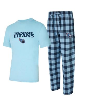 Concepts Sport - Men's 2-Piece Light Blue/Navy Tennessee Titans Avondale T-Shirt and Flannel Pants Set