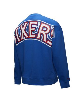 Men's Royal Philadelphia 76ers Hardwood Classics There Back 2.0 Vintage Pullover Sweatshirt