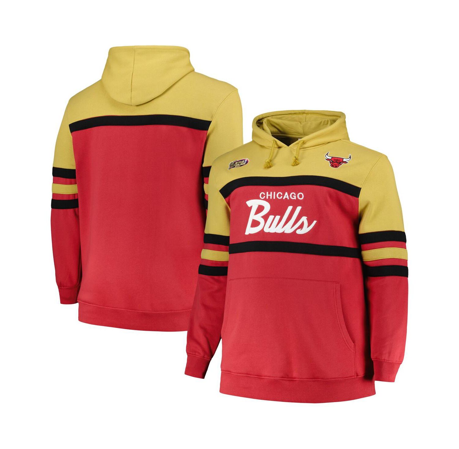 Men's Red Chicago Bulls Big & Tall Hardwood Classics Head Coach Pullover Hoodie