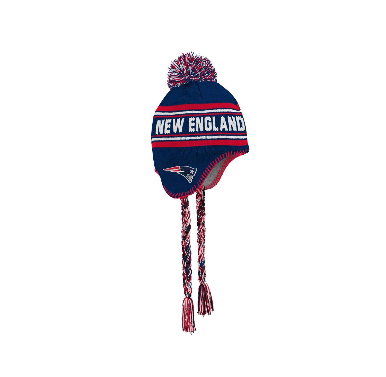 Big Boys and Girls Navy New England Patriots Jacquard Tassel Knit with Pom Hat
