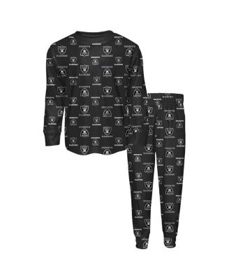Outerstuff - Toddler 2-Piece Black Las Vegas Raiders All-Over-Print Long Sleeve T-Shirt and Pants Sleep Set