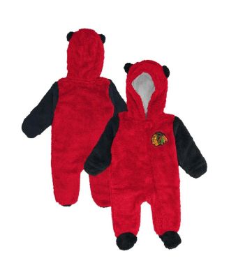 Outerstuff - Newborn Red Chicago Blackhawks Stay Napping Fleece Bunting Full-Zip Hooded Sleeper