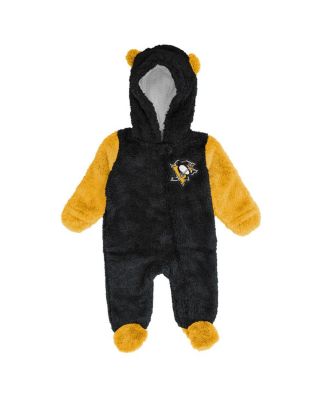 Newborn Black Pittsburgh Penguins Stay Napping Fleece Bunting Full-Zip Hooded Sleeper