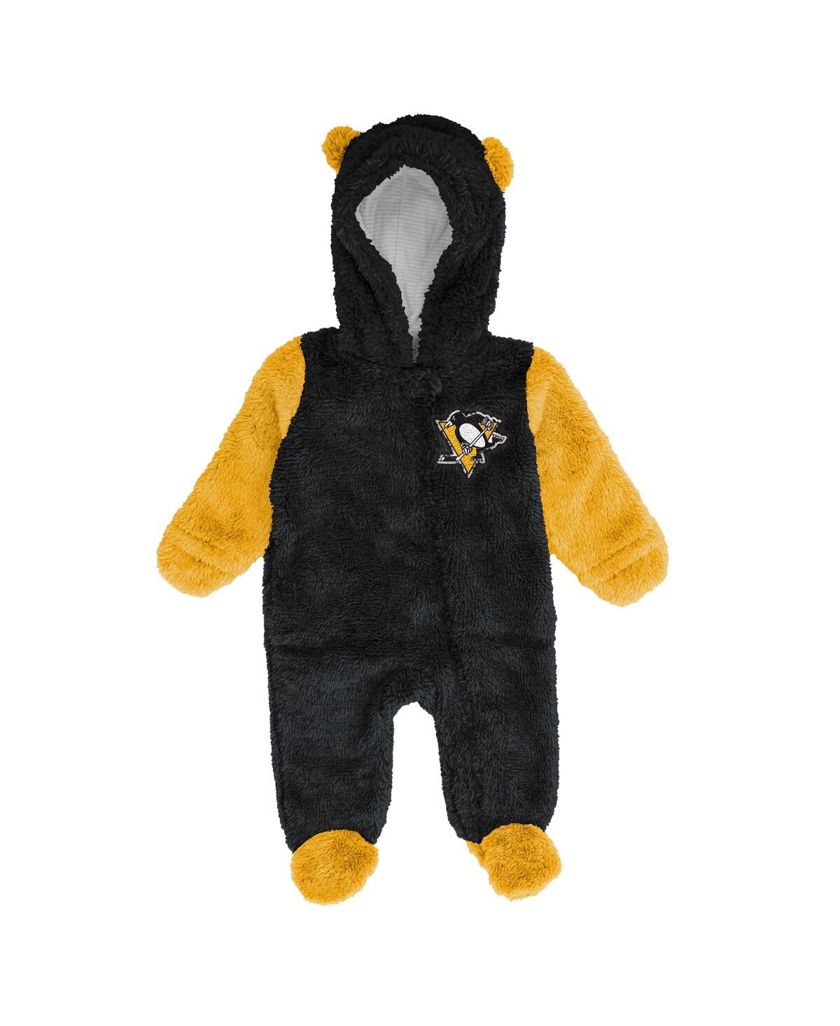 Outerstuff Newborn Black Pittsburgh Penguins Stay Napping Fleece Bunting Full-Zip Hooded Sleeper