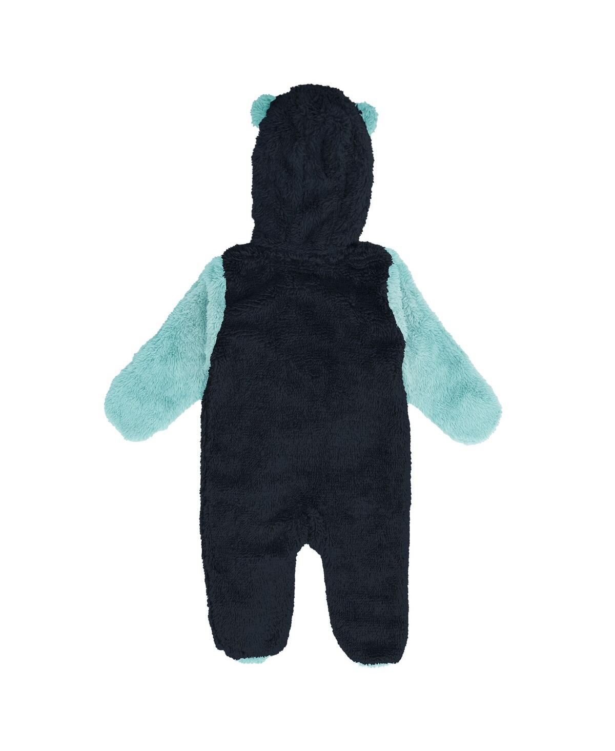 Outerstuff Newborn Navy Seattle Kraken Stay Napping Fleece Bunting Full-zip Hooded Sleeper In Blue