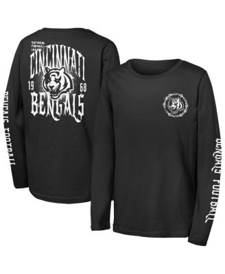 Outerstuff - Big Boys and Girls Black Cincinnati Bengals Rumble Long Sleeve T-Shirt