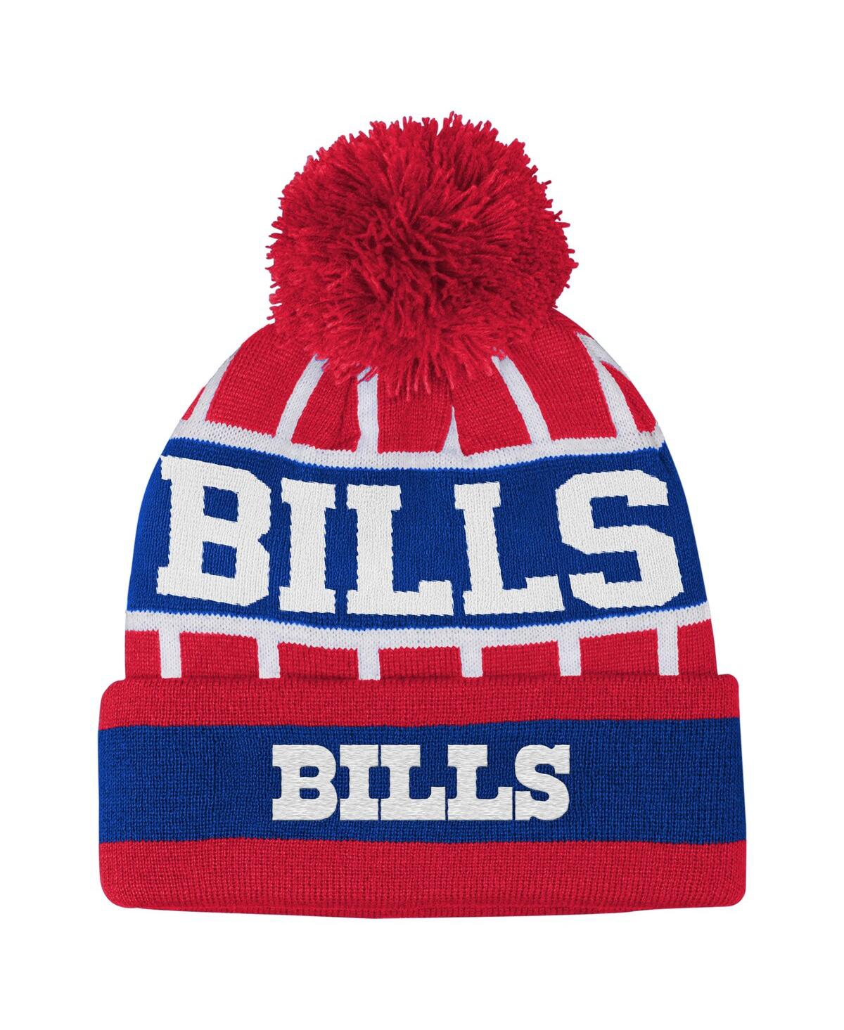 Outerstuff Big Boys And Girls Red Buffalo Bills Go Fast Cuffed Knit With Pom Hat In Multi