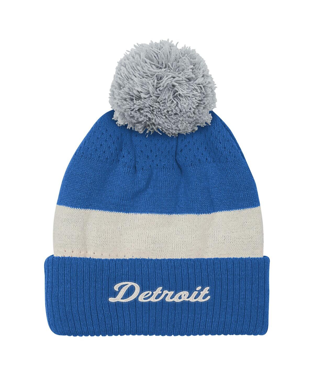 Outerstuff Big Boys And Girls Blue Detroit Lions Modern Fan Cuffed Knit With Pom Hat In Blue
