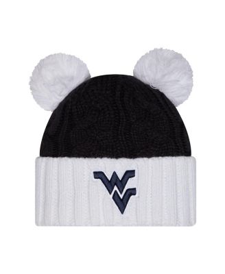 New Era - Women's Black West Virginia Mountaineers Tonal Cuffed Knit with Double Poms Hat