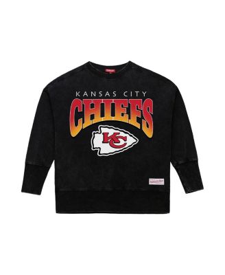 Women's Black Kansas City Chiefs Delineate Mineral Wash Crewneck Sweatshirt