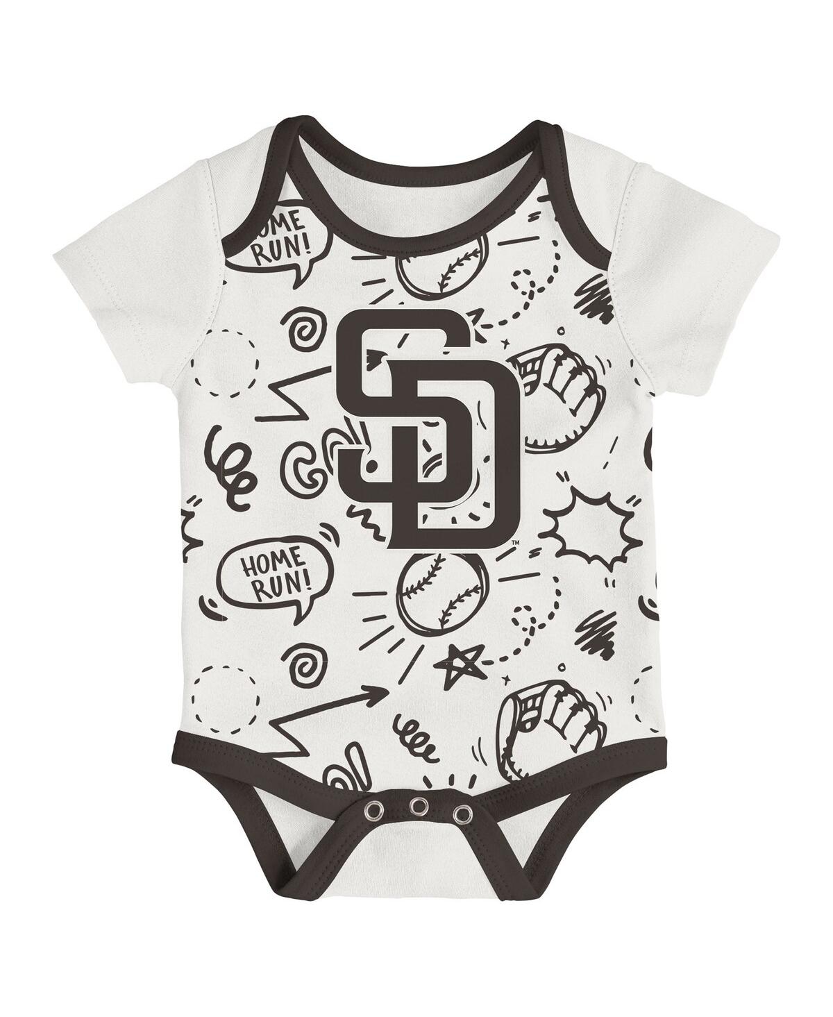 Outerstuff Newborn 3-pack San Diego Padres All Day Play Bodysuit Set In Yellow