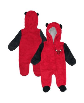 Outerstuff - Newborn Red Chicago Bulls Stay Napping Fleece Bunting Full-Zip Hooded Sleeper