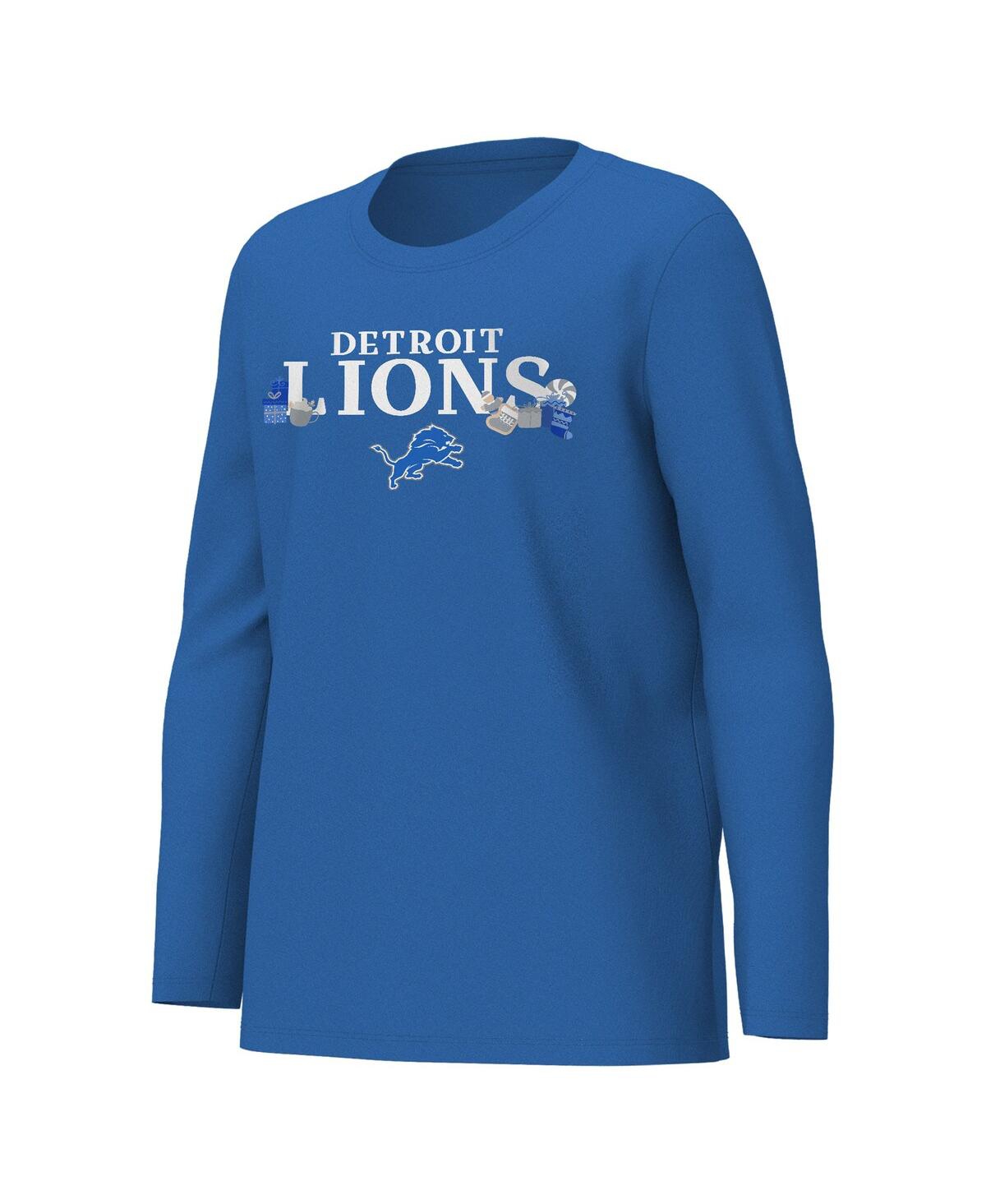 Outerstuff Big Boys And Girls Blue Detroit Lions Chestnut Holiday Sleep Set In Blue