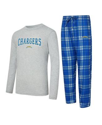 Concepts Sport - Men's 2-Piece Powder Blue/Gray Los Angeles Chargers Regulate Long Sleeve T-Shirt and Plaid Pant Set