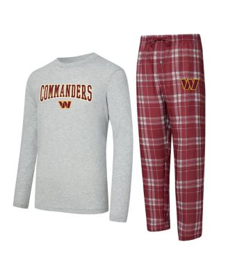 Concepts Sport - Men's 2-Piece Burgundy/Gray Washington Commanders Regulate Long Sleeve T-Shirt and Plaid Pant Set
