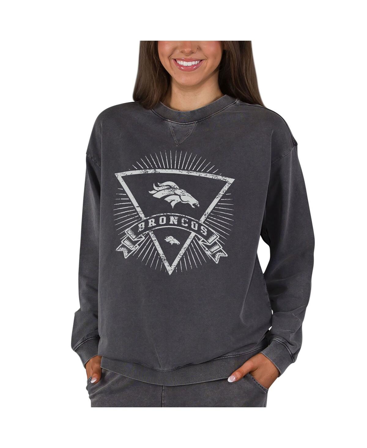 Concepts Sport Women's Charcoal Denver Broncos Boxy Mist French Terry Long Sleeve Top In Gray