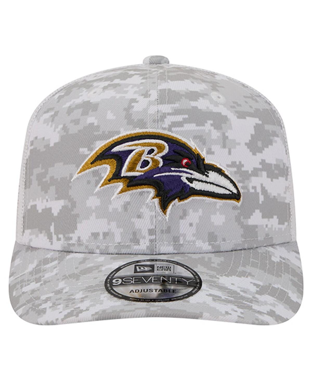 New Era Men's Gray Baltimore Ravens Salute to Service Fan Pack 9SEVENTY Trucker Adjustable Hat