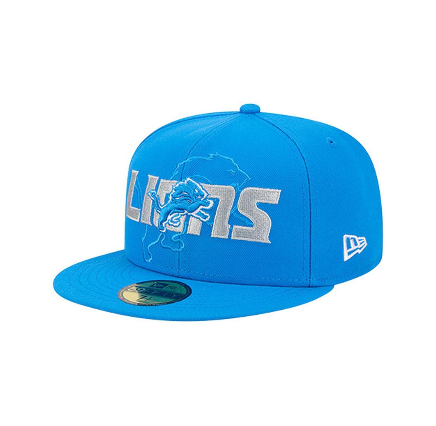 Men's Blue Detroit Lions Overlap Wordmark 59FIFTY Fitted Hat