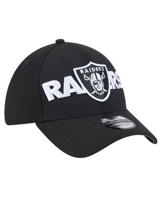 Men's Black Las Vegas Raiders Overlap Logo 39THIRTY Stretch Fit Hat