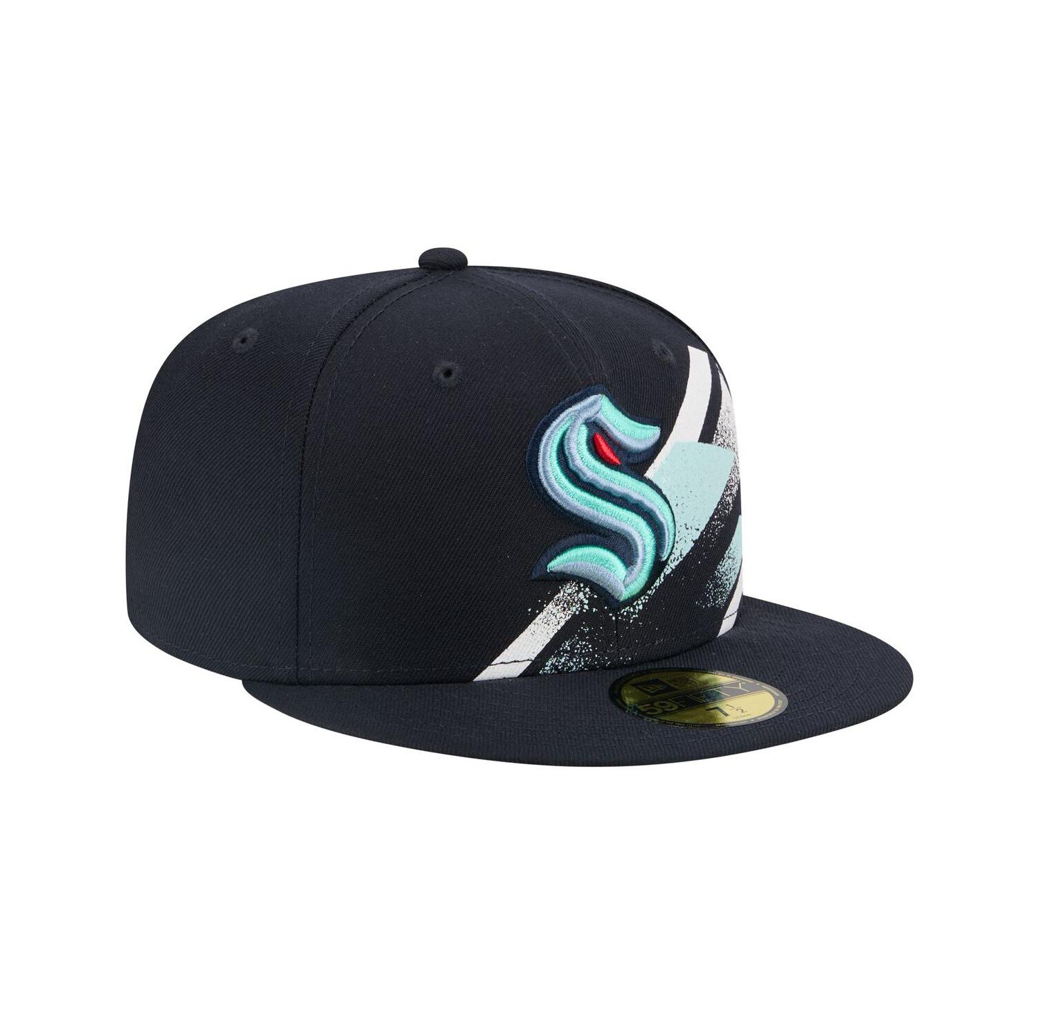 Men's Deep Sea Blue Seattle Kraken Faded Lines 59FIFTY Fitted Hat