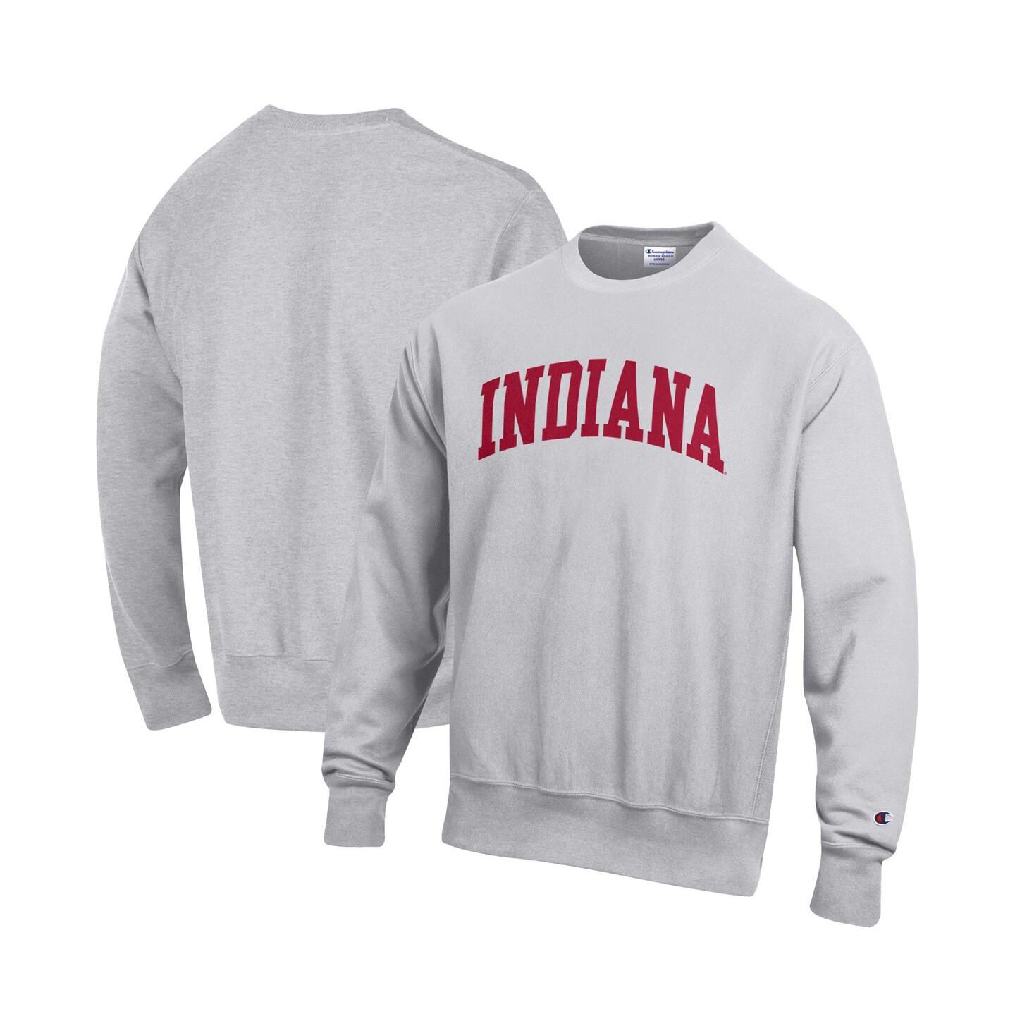 Мужской свитшот Champion Gray Indiana Hoosiers Reverse Weave Fleece — фото 1
