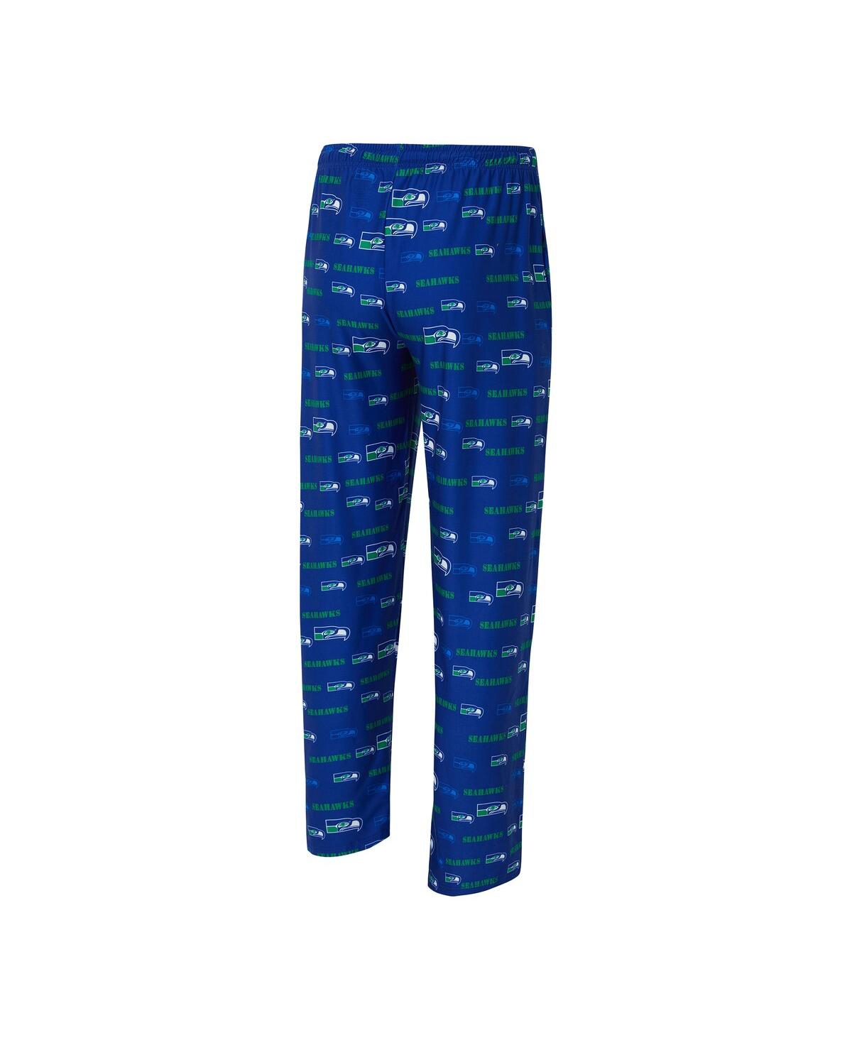 Concepts Sport Men's Royal Seattle Seahawks Retro Mosaic Allover Print Knit Pants In Blue