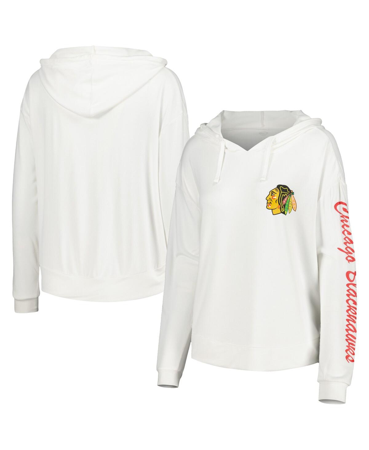 Concepts Sport Women's White Chicago Blackhawks Accord Hacci Long Sleeve Hoodie Top In Red