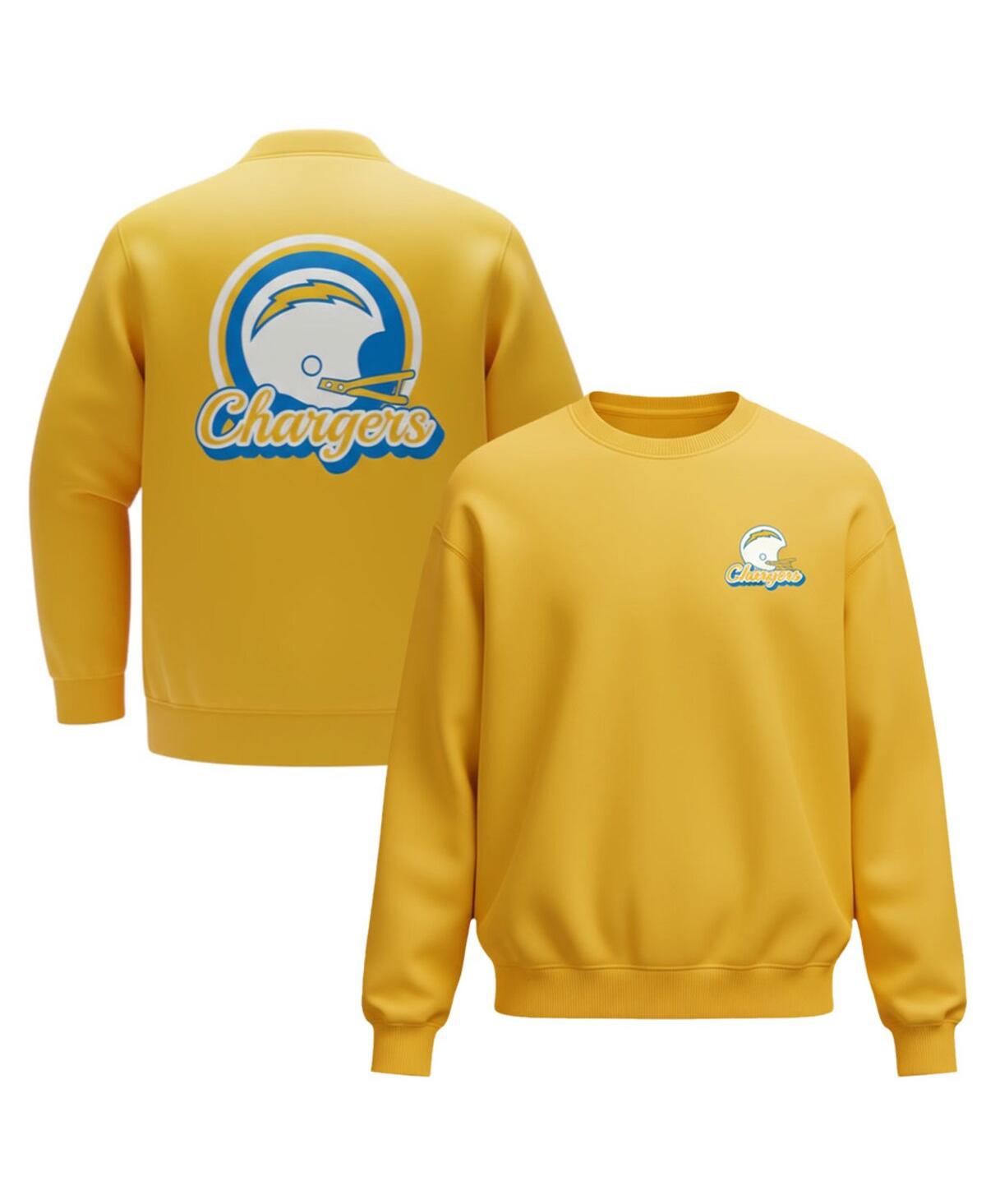 The Wild Collective Men's And Women's Gold Los Angeles Chargers Charger Power Fleece Sweatshirt In Burgundy
