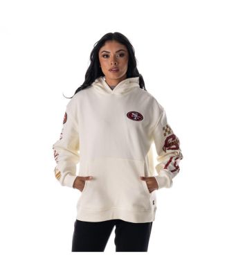 Men's and Women's Cream San Francisco 49ers Stacked Graphic Sleeve Fleece Hoodie