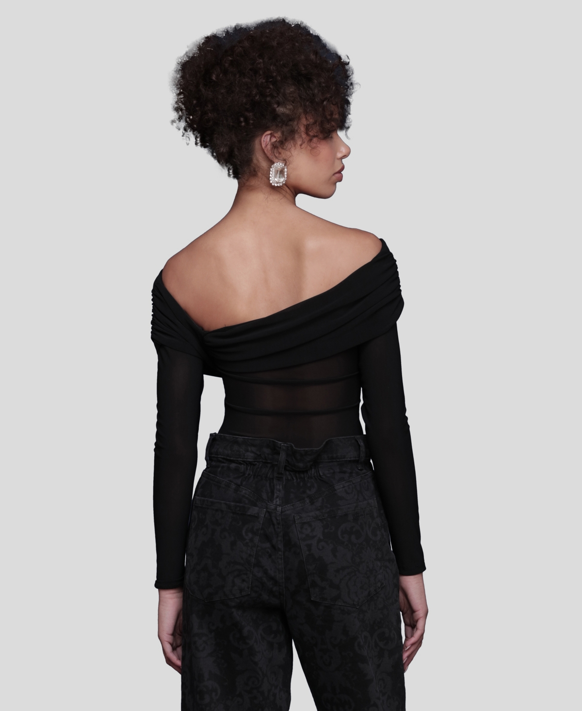 Avec Les Filles Women's Off-the-shoulder Bodysuit Top In Black