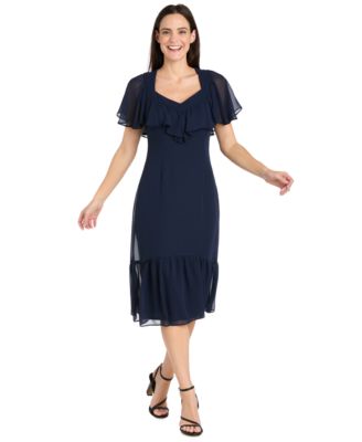 Women's Capelet Short-Sleeve Dress